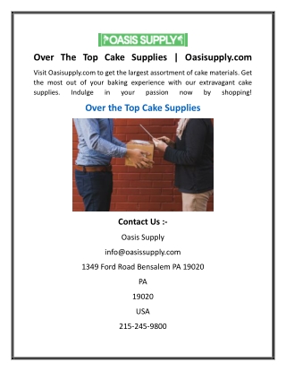 Over The Top Cake Supplies  Oasisupply.com