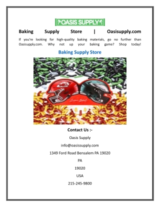 Baking Supply Store  Oasisupply.com