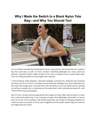 Why I Made the Switch to a Black Nylon Tote Bag—and Why You Should Too