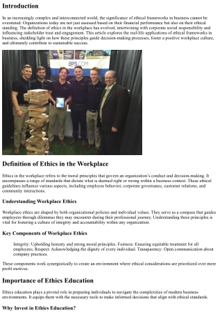Real-Life Applications of Ethical Frameworks in Business