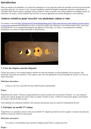 “Astuces créatives pour recycler vos anciennes caisses à vins”