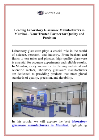 Leading Laboratory Glassware Manufacturers in Mumbai  Your Trusted Partner for Quality and Precision