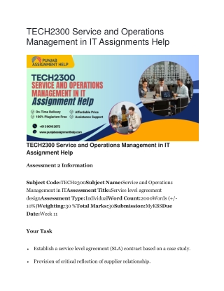 TECH2300 Service and Operations Management in IT Assignments Help