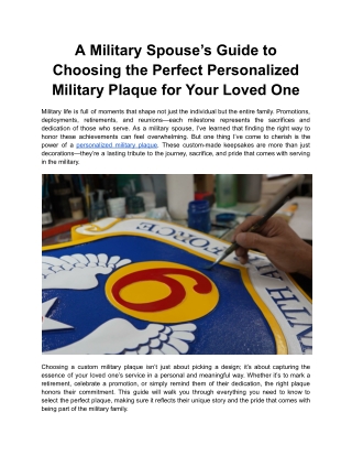 A Military Spouse’s Guide to Choosing the Perfect Personalized Military Plaque for Your Loved One