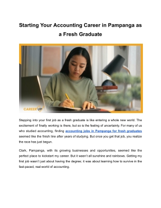 Starting Your Accounting Career in Pampanga as a Fresh Graduate