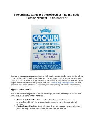 The Ultimate Guide to Suture Needles - Round Body, Cutting, Straight