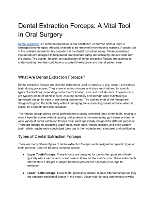Dental Extraction Forceps_ A Vital Tool in Oral Surgery