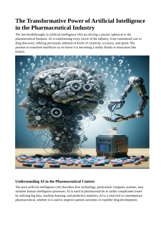 The Transformative Power of Artificial Intelligence in the Pharmaceutical Industry