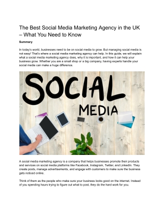 The Best Social Media Marketing Agency in the UK – What You Need to Know