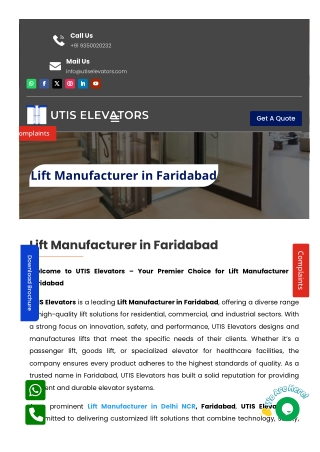 Premium Lift Manufacturer in Faridabad – Quality & Safety Assured