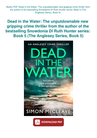 Books PDF Dead in the Water The unputdownable new gripping crime thriller from the author of the bes