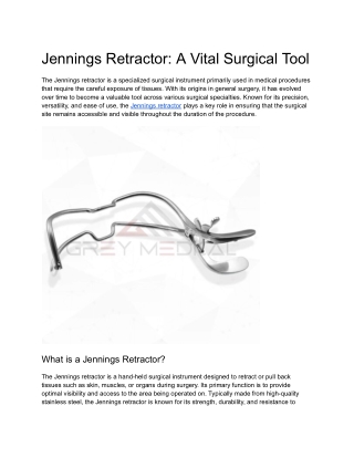 Jennings Retractor_ A Vital Surgical Tool