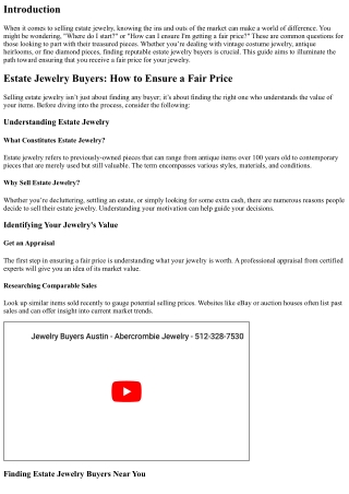 Estate Jewelry Buyers: How to Ensure a Fair Price