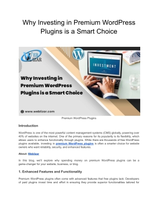 Why Investing in Premium WordPress Plugins is a Smart Choice