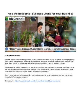 Find the Best Small Business Loans for Your Business