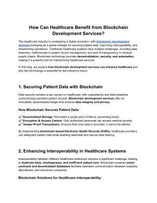 How Can Healthcare Benefit from Blockchain Development Services?