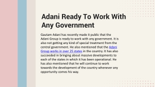 Adani Ready To Work With Any Government