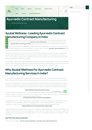 Reliable Ayurvedic Product Contract Manufacturing | Tailored Solutions for Your