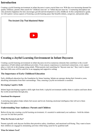 Creating a Joyful Learning Environment in Infant Daycares