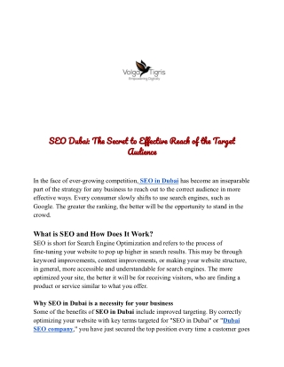 SEO Dubai_ The Secret to Effective Reach of the Target Audience