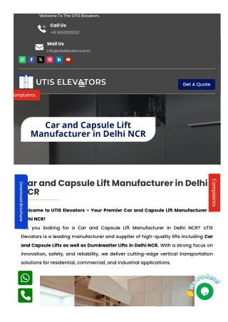 Delhi NCR’s Most Reliable Car & Capsule Lift Solutions – Safe & Efficient Design