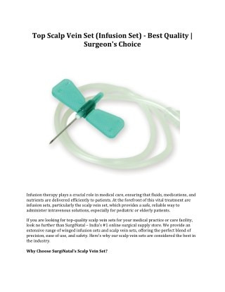 Top Scalp Vein Set (Infusion Set) - Best Quality | Surgeon's Choice