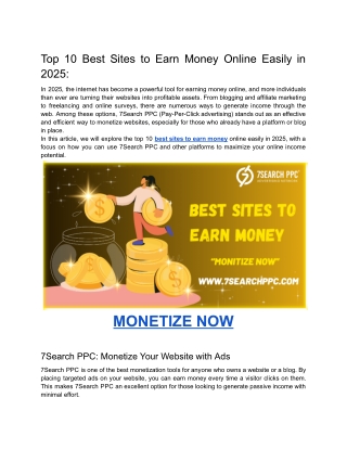 Top 10 Best Sites to Earn Money Online Easily in 2025_