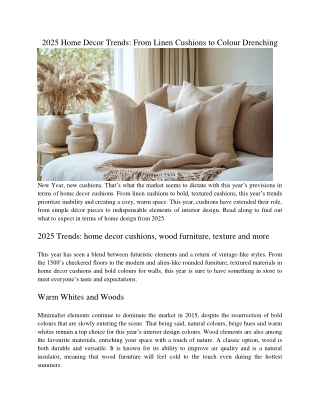 2025 Home Decor Trends From Linen Cushions to Colour Drenching