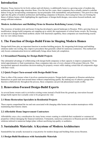 Modern Architecture and Building Firms in Houston Redefining Deluxe Living