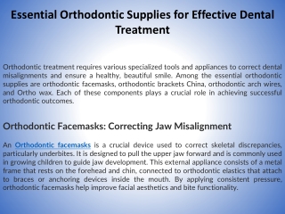 Essential Orthodontic Supplies for Effective Dental Treatment