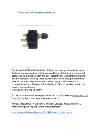 Amana 59224798 Switch & Boot Primary _ PartsFe UK