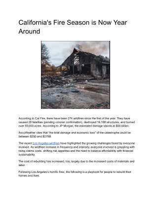 California's Fire Season is Now Year Around