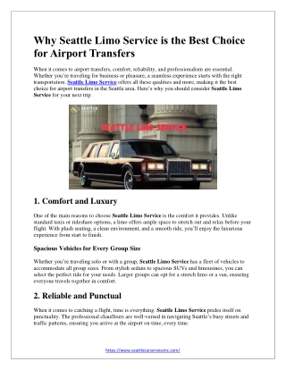 Why Seattle Limo Service is the Best Choice for Airport Transfers