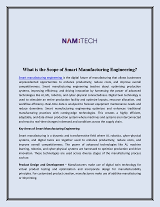 What is the Scope of Smart Manufacturing Engineering