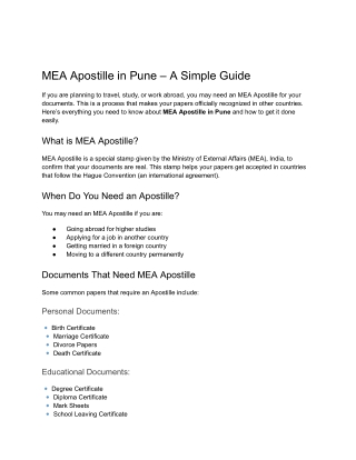 Best MEA Apostille Company in Pune