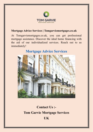 Mortgage Advice Services  Tomgarviemortgages.co.uk