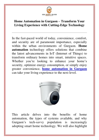 Home Automation in Gurgaon  Transform Your Living Experience with CuttingEdge Technology