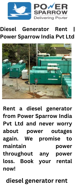 Diesel Generator Rent  Power Sparrow India Pvt Ltd