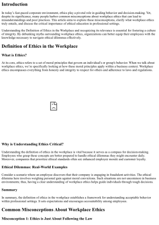 Common Misconceptions About Workplace Ethics