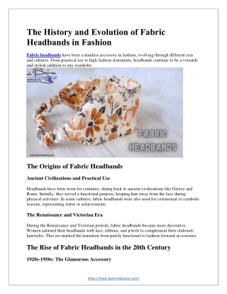 The History and Evolution of Fabric Headbands in Fashion