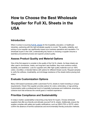 How to Choose the Best Wholesale Supplier for Full XL Sheets in the USA