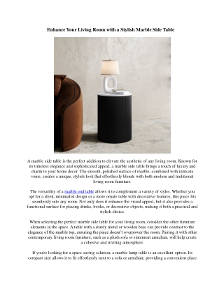Why a Marble End Table Is the Ideal Accent for Your Living Room