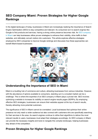 SEO Company Miami Proven Strategies for Higher Google Rankings