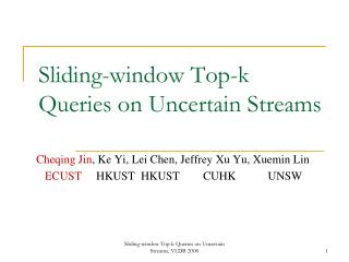 Sliding-window Top-k Queries on Uncertain Streams