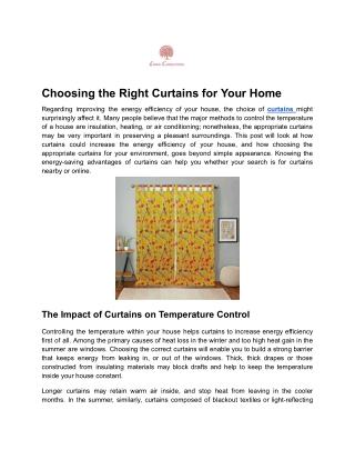 Choosing the Right Curtains for Your Home