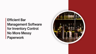 Efficient Bar Management Software for Inventory Control