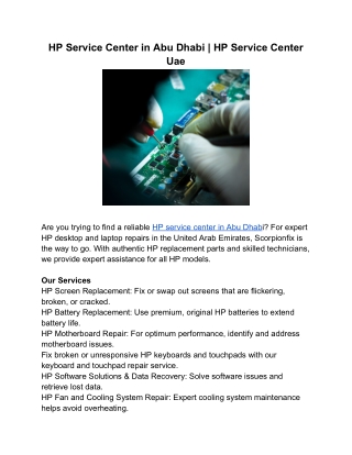 HP Service Center in Abu Dhabi _ HP Service Center Uae