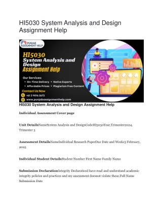 HI5030 System Analysis and Design Assignment Help