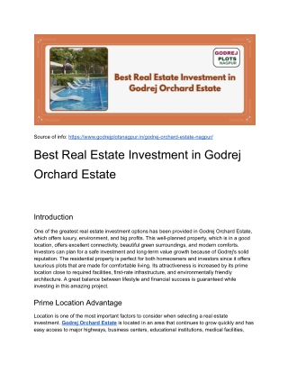 Best Real Estate Investment in Godrej Orchard Estate