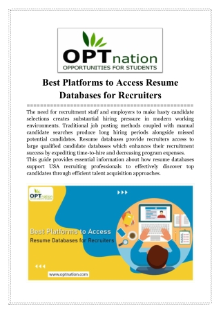 Best Platforms to Access Resume Databases for Recruiters
